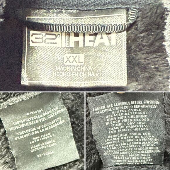 32 Degrees Heat Women's Plush Black Faux Fur Teddy Jacket Full Zip Size XXL - Picture 10 of 16